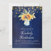 Invitation Baby shower d'automne rustique de la Marine Blue S (Devant)