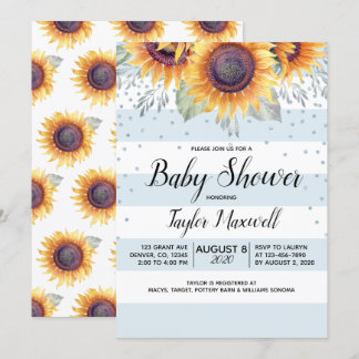 Invitation baby shower d'automne rustique de Sunflower stripe