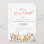 Invitation Baby shower d'automne rustique Saupoudrer Citrouil (Devant / Derrière)