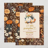 Invitation Baby shower d'automne Teracotta Little citrouille (Devant / Derrière)