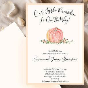 Invitation Baby Shower d'Automne Thème Petite Citrouille