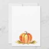 Invitation Baby shower d'automne, un petit bébé citrouille ba (Dos)