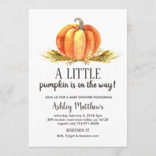 Invitation Baby shower d'automne, un petit bébé citrouille ba