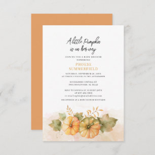Invitation Baby shower d'automne Un peu Citrouille sur le che