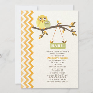 Invitation Baby shower d'automne vert neutre Chouettes mamans