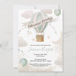 Invitation Baby shower d'aventure à ballon à air c
