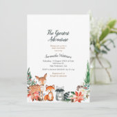 Invitation Baby shower d'aventure animale rustique (Debout devant)
