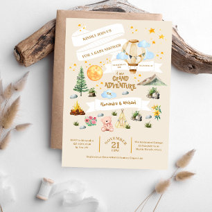 Invitation Baby shower d'aventure Aquarelles Arbres