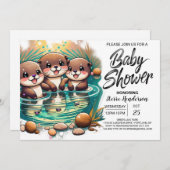 Invitation Baby shower d'aventure Boho Otter (Devant / Derrière)