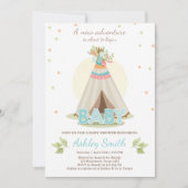 Invitation baby shower d'aventure Boy Teepee Boho (Devant)
