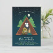 Invitation Baby shower d'aventure Camping (Debout devant)
