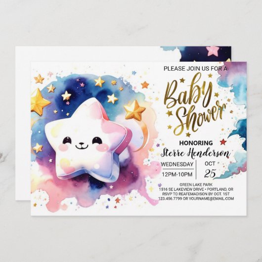 Invitation Baby shower d'aventure Celestial Dreamscape (Devant / Derrière)