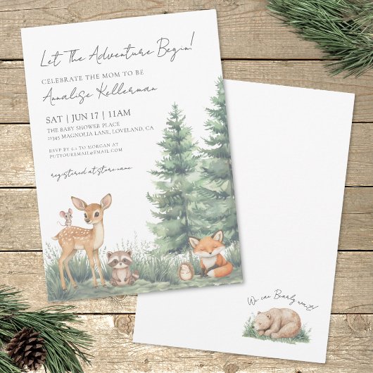 Invitation Baby shower d'aventure des animaux forestiers de b