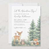 Invitation Baby shower d'aventure des animaux forestiers de b (Devant)