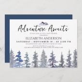 Invitation Baby shower d'aventure des arbres d'hiver rustique (Devant / Derrière)