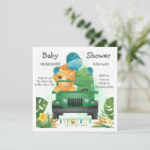 Invitation Baby shower d'aventure Dinosaur Safari (Debout devant)