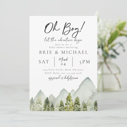 Invitation Baby shower d'aventure | Forêt (Debout devant)