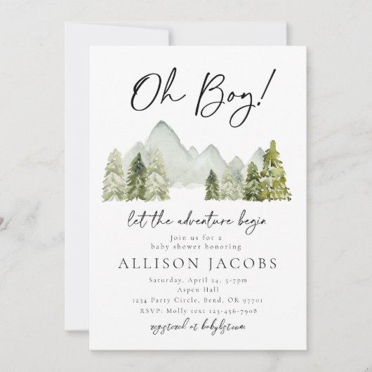 Invitation Baby shower d'aventure | Forêt (Devant)