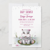 Invitation Baby shower d'aventure Hippo River (Devant)