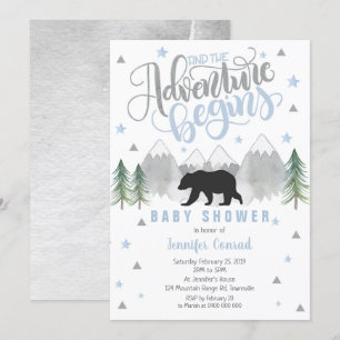 Invitation Baby shower d'aventure Invitation, Ours noir bébé