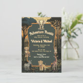 Invitation Baby shower d'aventure Jungle Animaux (Debout devant)