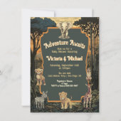 Invitation Baby shower d'aventure Jungle Animaux (Devant)