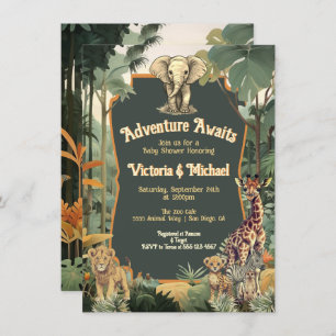 Invitation Baby shower d'aventure Jungle Animaux
