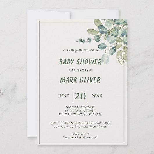 Invitation Baby shower d'aventure Jungle coloré (Devant)