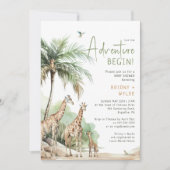 Invitation Baby shower d'aventure Jungle Safari Giraffe (Devant)