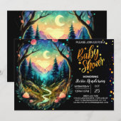 Invitation Baby shower d'aventure magique en bois mou (Devant / Derrière)