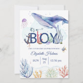 Invitation Baby shower d'aventure nautique aquarelle (Devant)