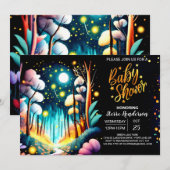 Invitation Baby shower d'aventure nocturne de lucioles (Devant / Derrière)