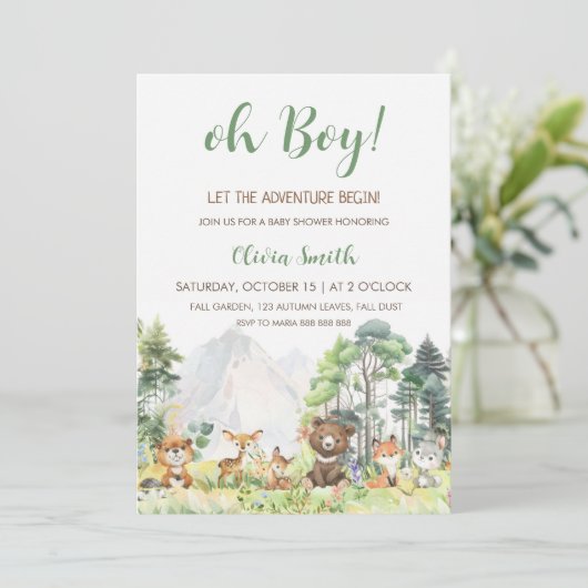 Invitation Baby shower d'aventure pour garçon (Debout devant)