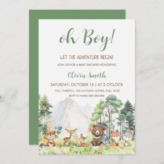 Invitation Baby shower d'aventure pour garçon (Devant / Derrière)