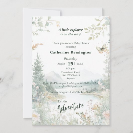 Invitation Baby shower d'aventure rustique (Devant)