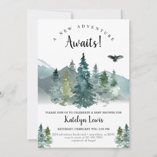 Invitation Baby shower d'aventure Rustique (Devant)