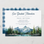 Invitation Baby shower d'aventure rustique Forest Mountain (Devant / Derrière)