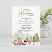 Invitation Baby shower d'aventure Rustique Woodland Animaux (Debout devant)