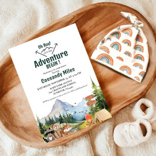 Invitation Baby shower d'aventure Rustique Woodland Animaux