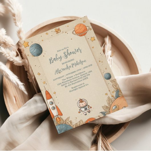 Invitation Baby shower d'aventure spatial