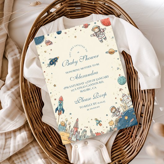 Invitation Baby shower d'aventure spatiale