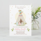 Invitation baby shower d'aventure Teepee Pow wow (Debout devant)