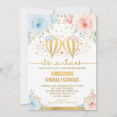 Invitation Baby shower d'aventure Twins Hot Air Balloon (Devant)