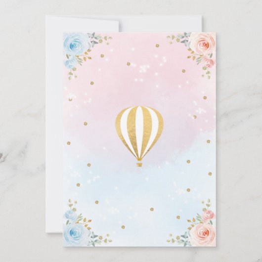 Invitation Baby shower d'aventure Twins Hot Air Balloon (Dos)