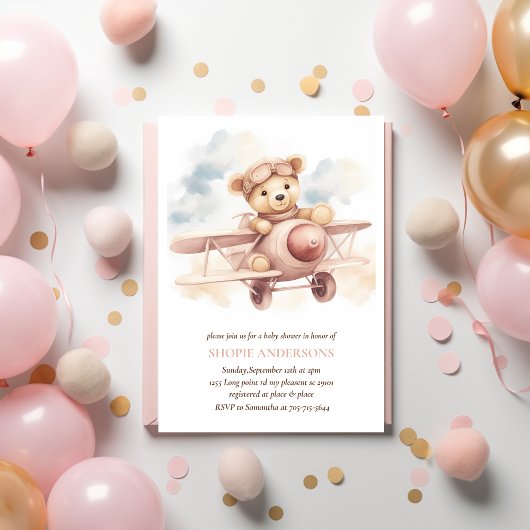 Invitation Baby shower d'aventure Whimsical Pink