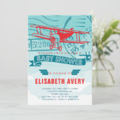 Invitation Baby shower d'avion (Debout devant)