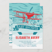 Invitation Baby shower d'avion (Devant / Derrière)