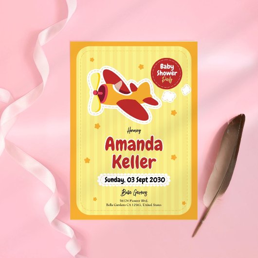 Invitation Baby shower d'avion