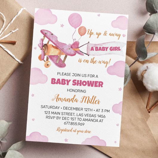 Invitation Baby shower d'avion