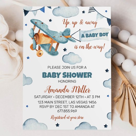 Invitation Baby shower d'avion